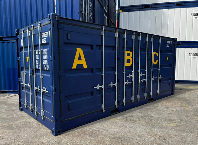20-Fuß-Seecontainer „Open Side“ mit Auffangwanne