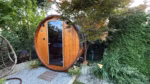 Faßsauna Outdoorsauna Fass Sauna Gartensauna OSLO 2 x 1.6 m E-Ofen Wellness SPA Balkon Terrasse Sauna Klein aber Fein – Bild 11