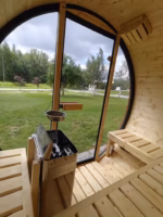 Faßsauna Outdoorsauna Fass Sauna Gartensauna OSLO 2 x 1.6 m E-Ofen Wellness SPA Balkon Terrasse Sauna Klein aber Fein – Bild 8