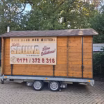 Mobile Sauna auf Saris Anhänger, Tiny House, Gartenhaus